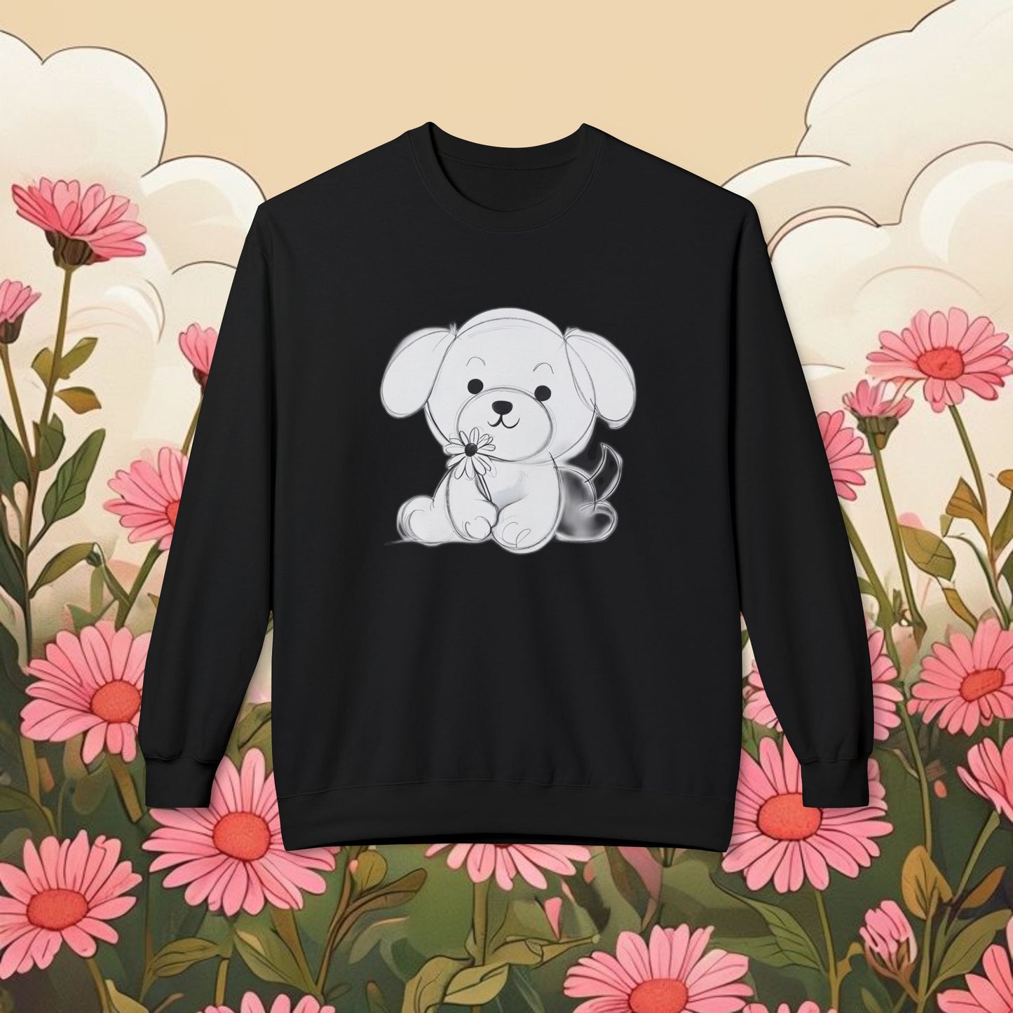 Cute Puppy Graphic Crewneck Sweatshirt - Unisex Softstyle Fleece