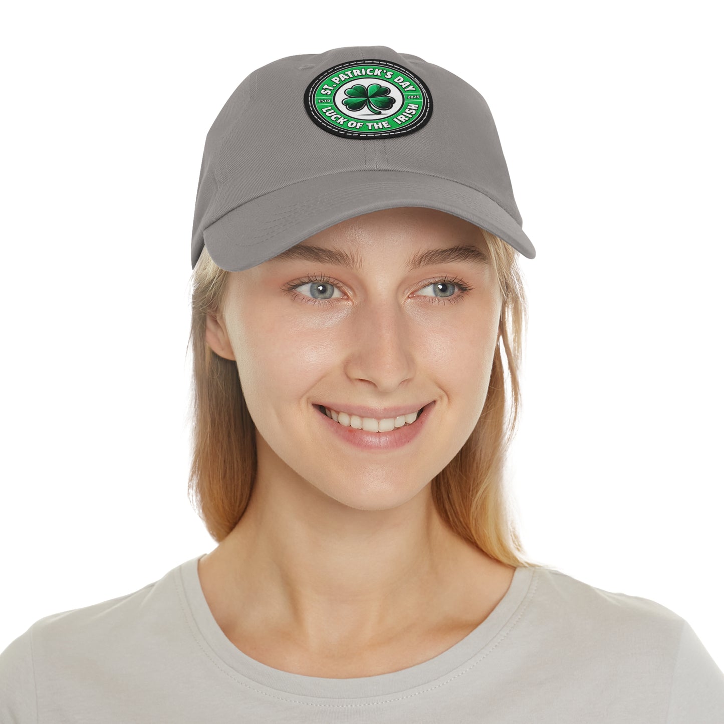 St. Patrick's Day Dad Hat with Leather Patch - Lucky Charm Design