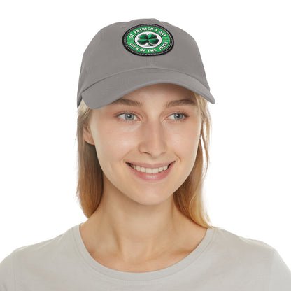 St. Patrick's Day Dad Hat with Leather Patch - Lucky Charm Design