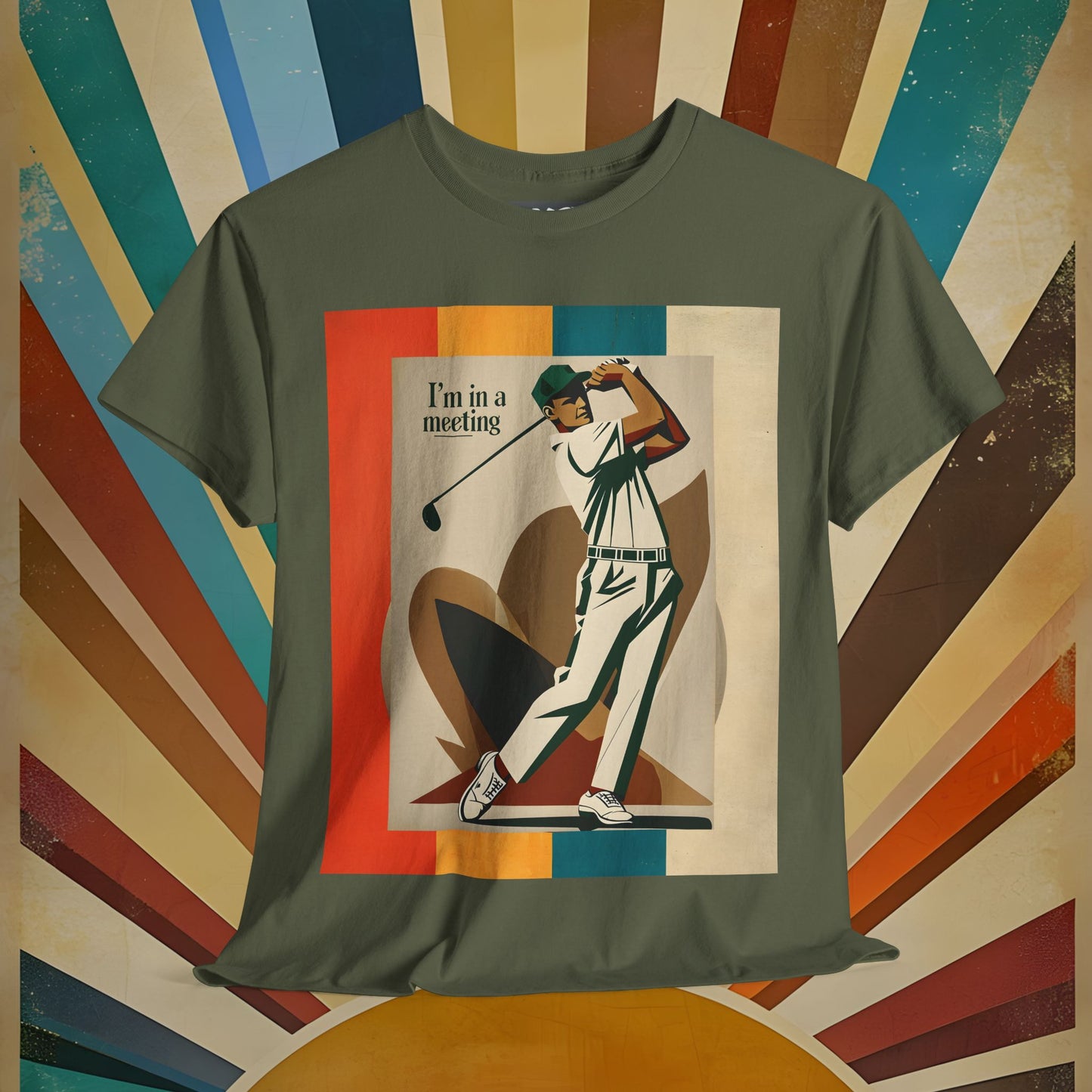 Golf-Inspired Unisex Heavy Cotton Tee - "I’m in a meeting" Design