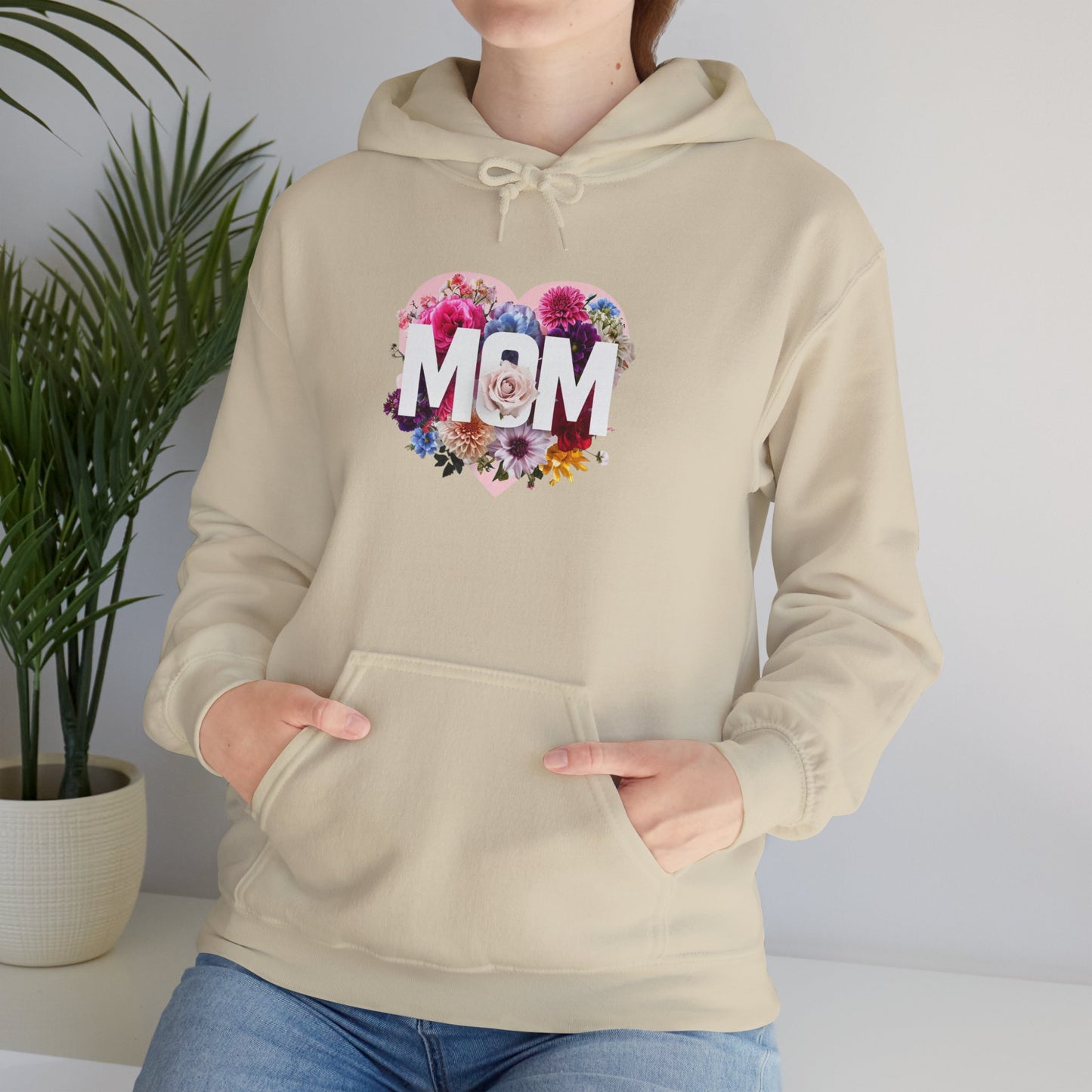 Mom Heart Floral Hoodie - Unisex Heavy Blend™ Sweatshirt for Mother's Day