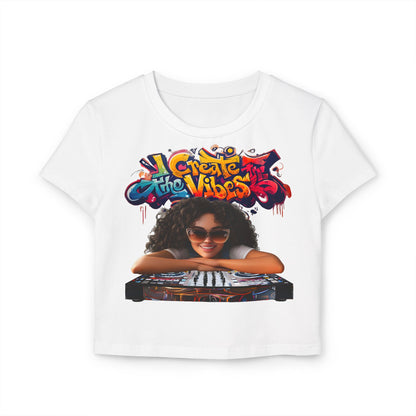 Create the Vibes Women's Baby Tee - Stylish Graphic Tee for Music Lovers