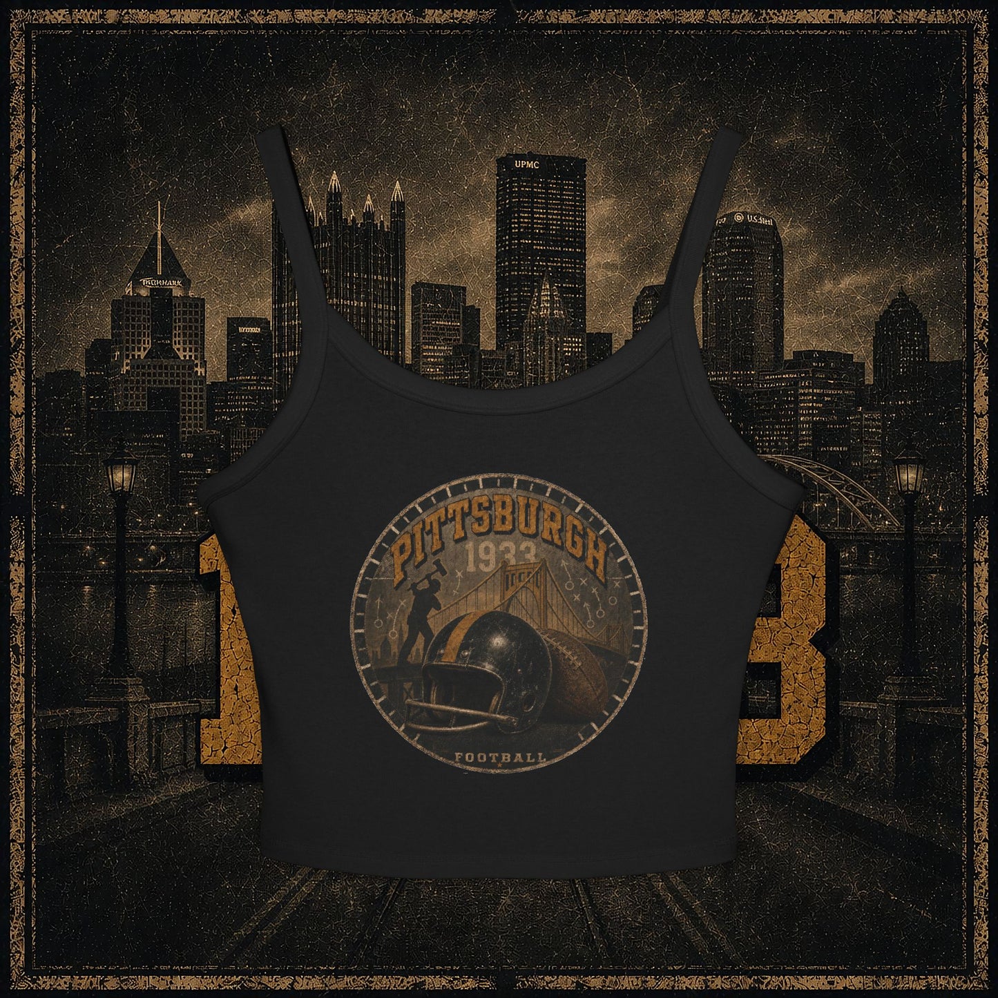 Pittsburgh 1933 Vintage Helmet Crop Tank football